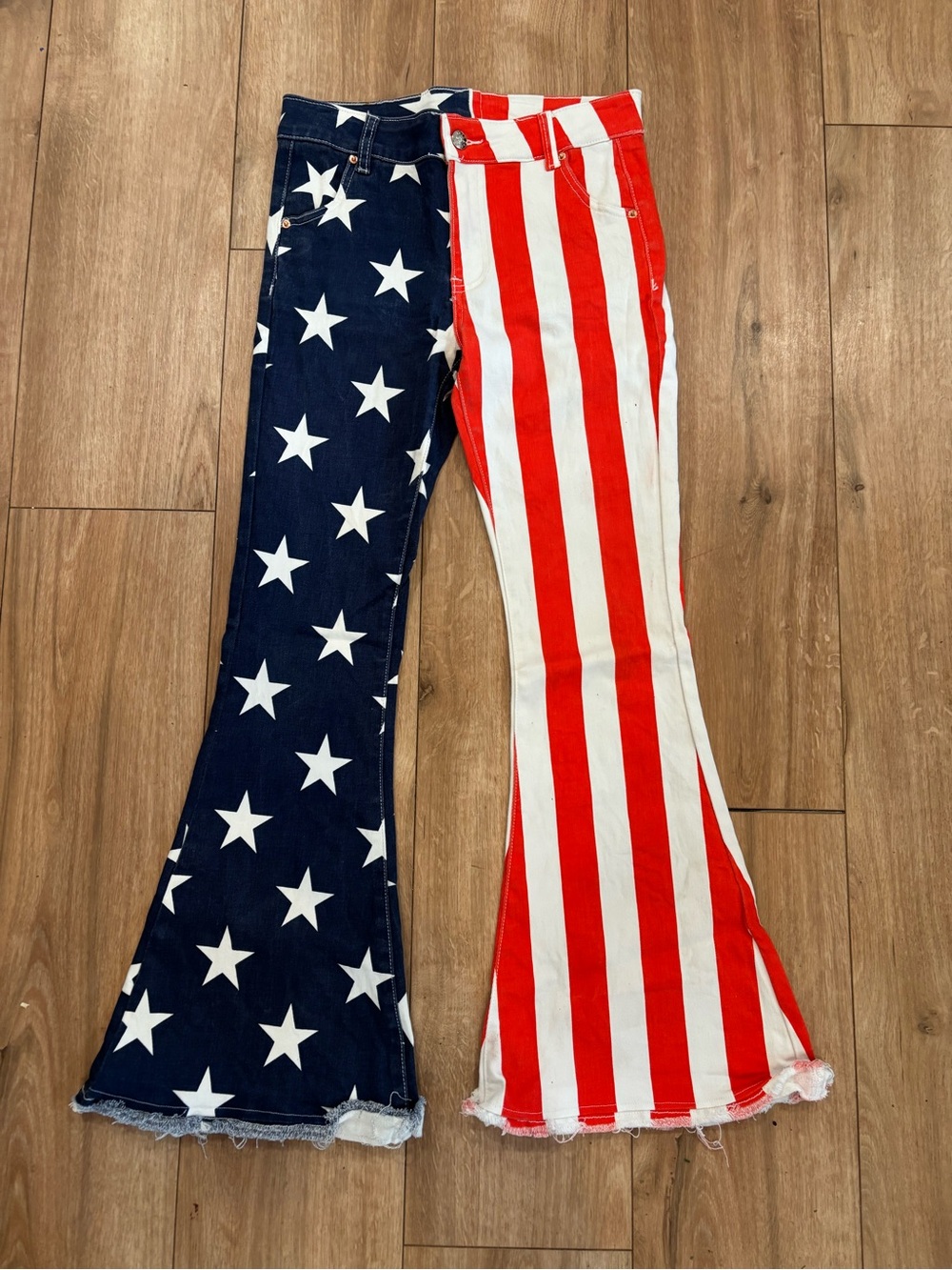 Kids American Flag Star & Stripe Flare Pants - Red, White & Blue